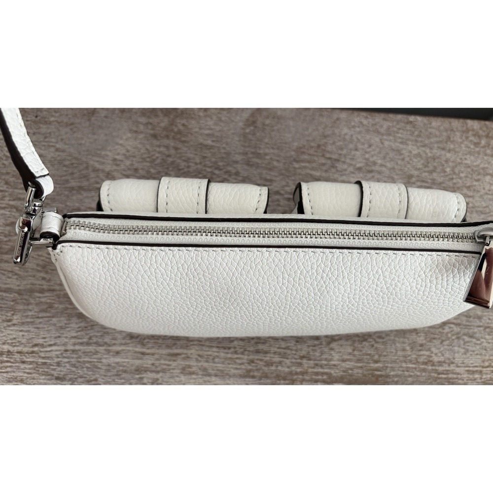 NEW Michael Kors Zoe Small Convertible Pouchette White Pebbled Leather Purse Bag - Picture 16 of 16